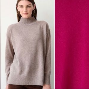 White + Warren Cotton Silk High Low Stand Neck Cardigan Rose Violet Cut Outs XS